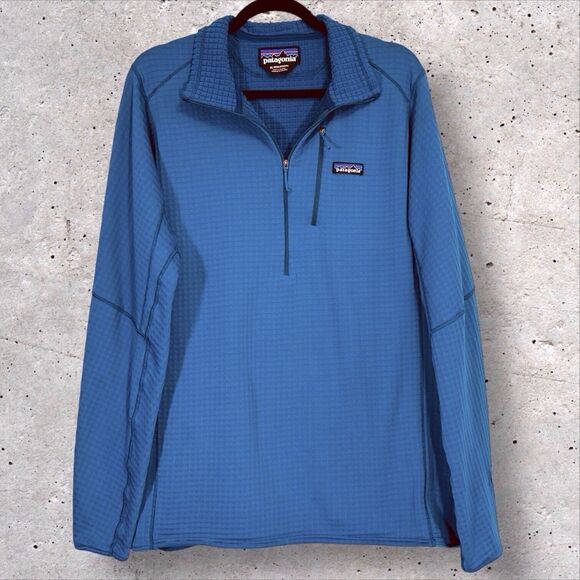 Patagonia R1 Pullover Mens XL Baltic Blue 1/2 Zip Regulator Waffle Polartec READ - Picture 1 of 11